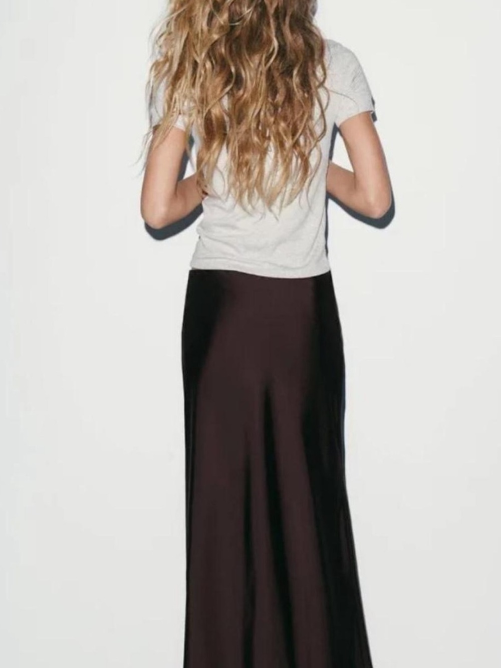 Zara Satin Maxi Slip Skirt in Dark Chocolate - Picture 3 of 6